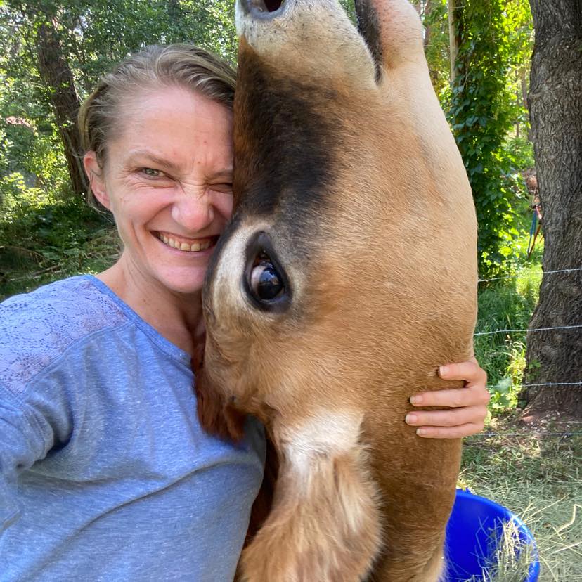 Jen Way with Wednesday on her Colorado homestead